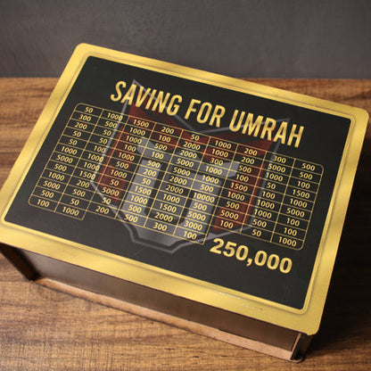 Wooden Umrah Savings Box with Target Tracker