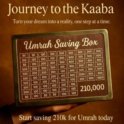 Wooden Umrah Savings Box with Target Tracker