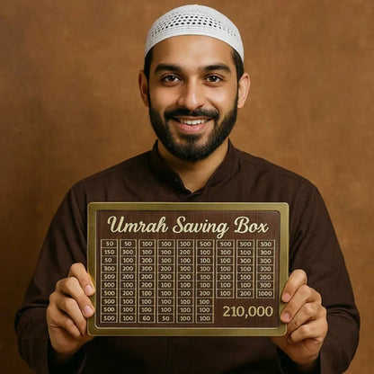 Wooden Umrah Savings Box with Target Tracker