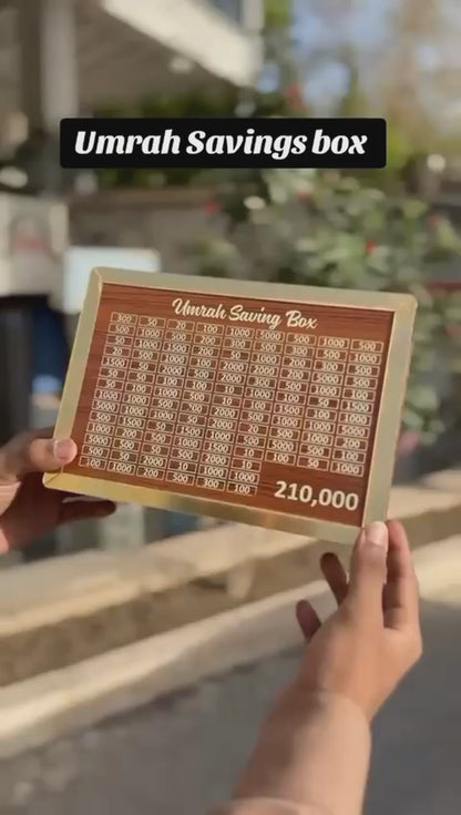 Wooden Umrah Savings Box with Target Tracker
